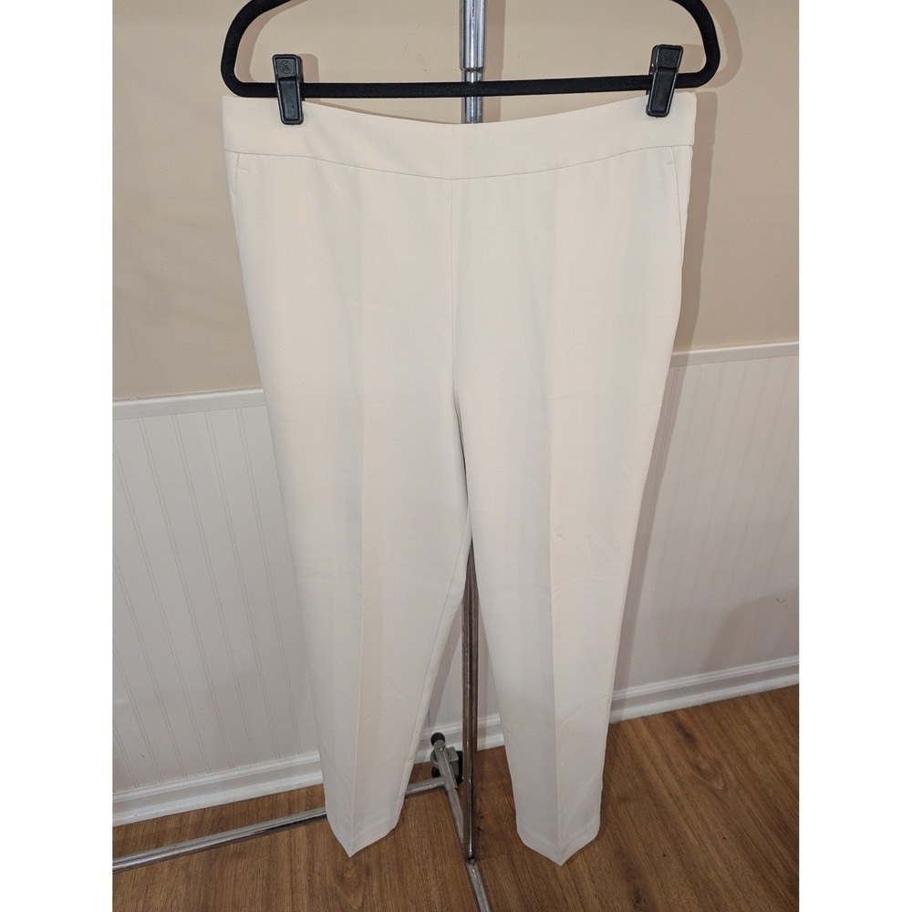 Ann Taylor Trousers Women 12T Cream New Side Zip Stretch Dress Pants Tall NWT